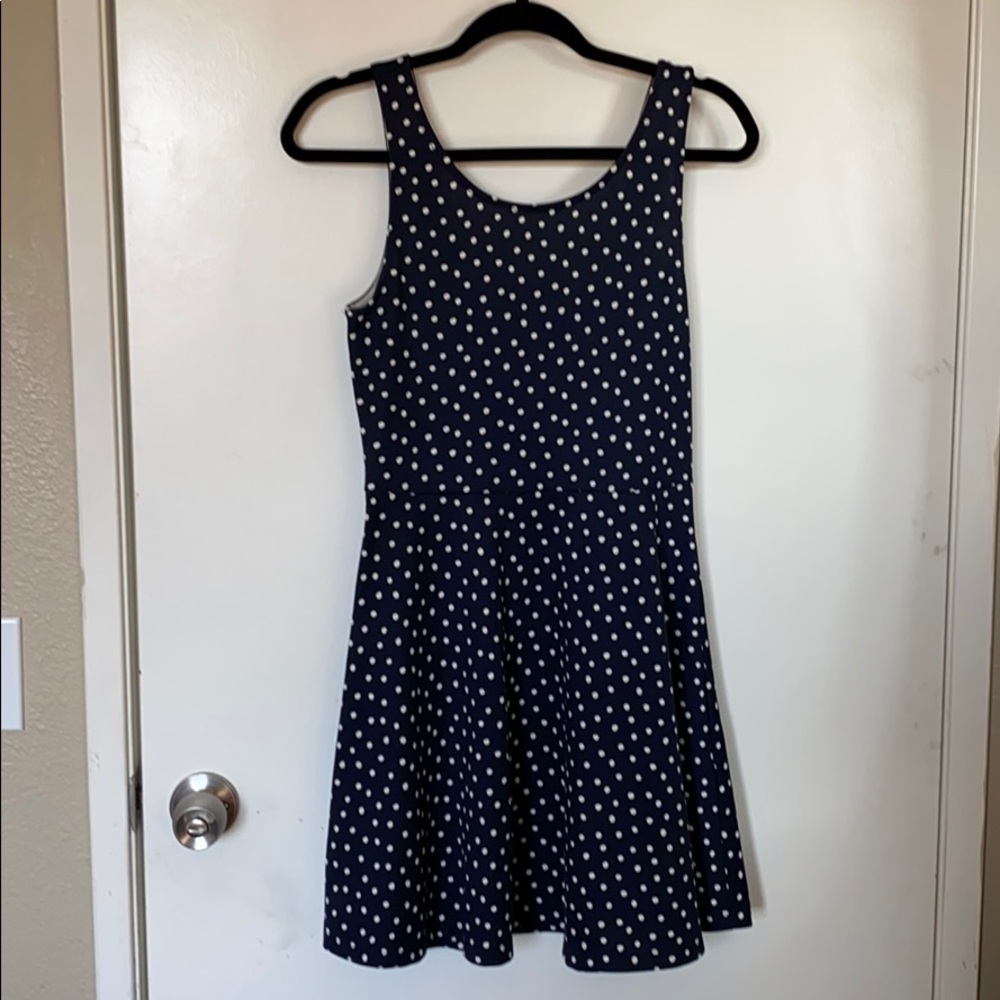 Blue Dress with white polka dots